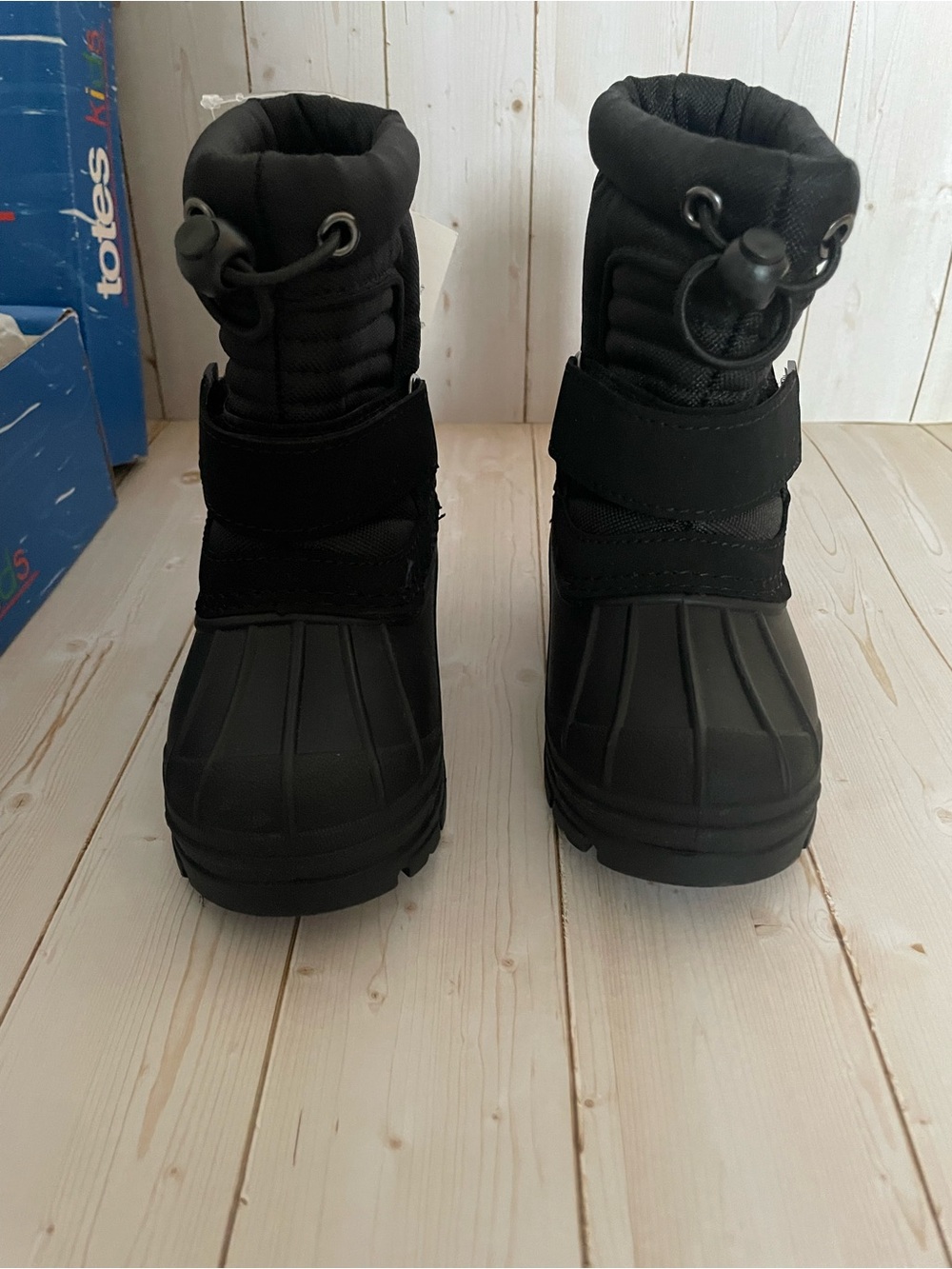 Totes Kids Black Waterproof Snow Boots with Adjustable Strap